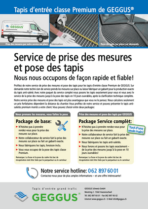 Service de prise des mesures et pose des tapis